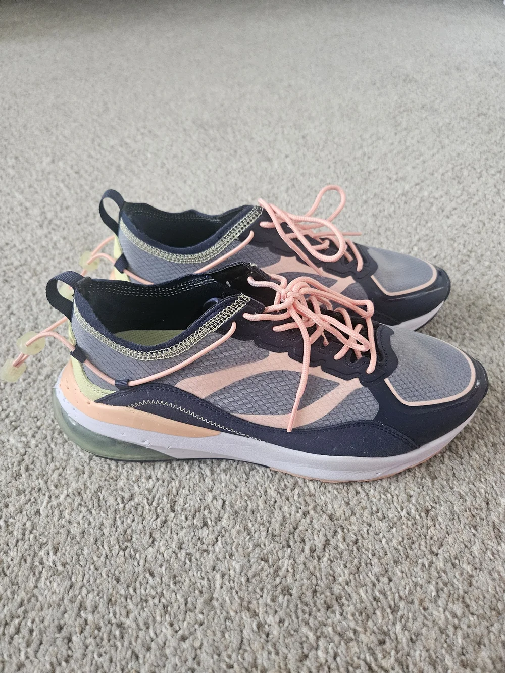 Fabletics Women's Gray and Peach Lace-Up Athletic Sneakers